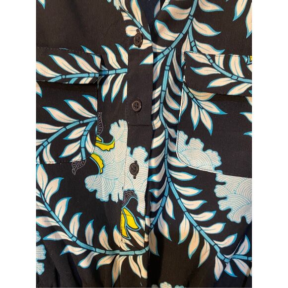 Loft, women’s floral, navy blue sleeveless dress, size small - Picture 3 of 4